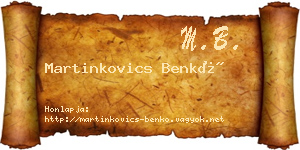 Martinkovics Benkő névjegykártya